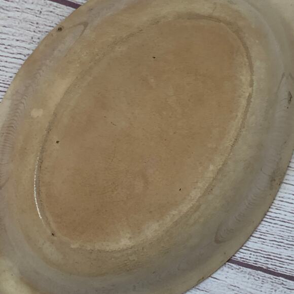 Antique Porcelain Cream Oval Bowl or Serving Dish with Roses Gold Chain 9" Long - Picture 14 of 16